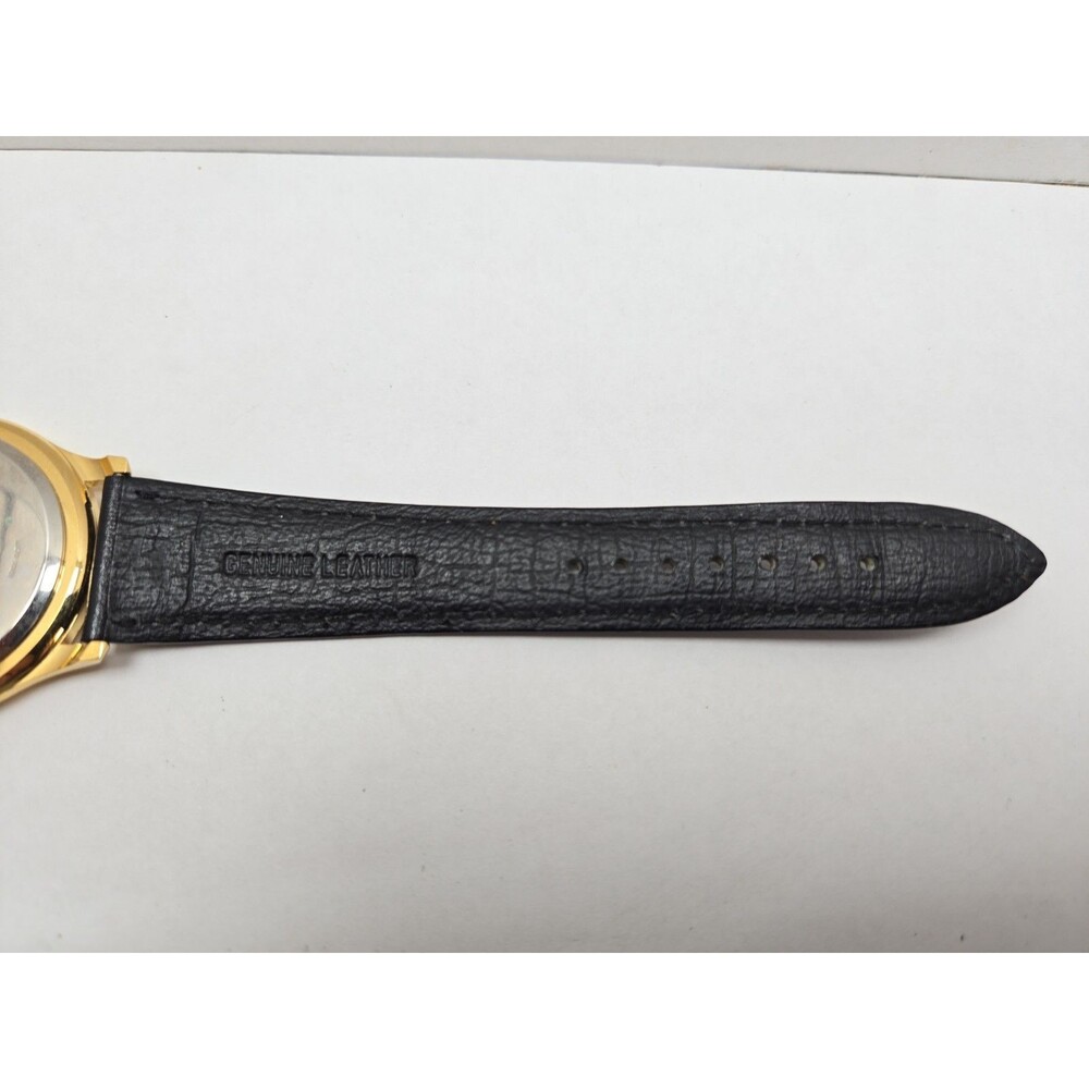 Vintage Kmart Logo Quartz Watch Y121 Gold Tone White Dial Black Band New Battery - Picture 11 of 12